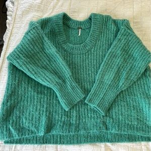 Free People Turquoise Heavy Cable Knit Sweater, lightly worn twice.